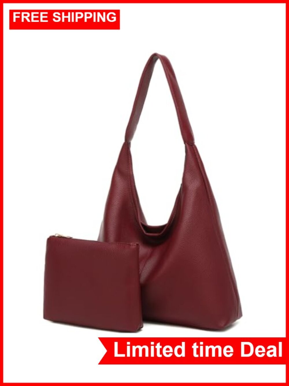 Women's Slouchy Hobo Bag Soft Faux Leather Large Shoulder Tote Purse